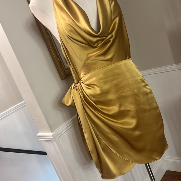 Amanda Uprichard Martine silk dress. Gold size large NWT - Picture 3 of 10